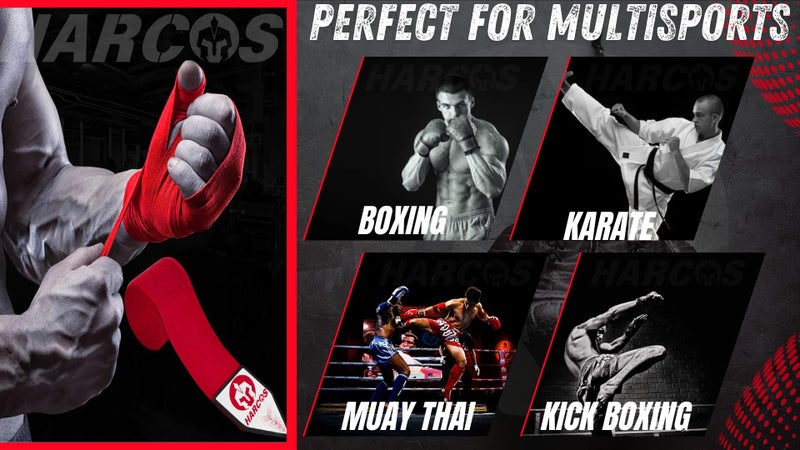 Harcos Breathable Boxing Hand Wrap Inner Gloves Elasticated Thumb Loop Bandages,Men Women Mitts Straps Wrist Protection Muay Thai (Red, 180 Inches (4.5 Meter)) - Image 4