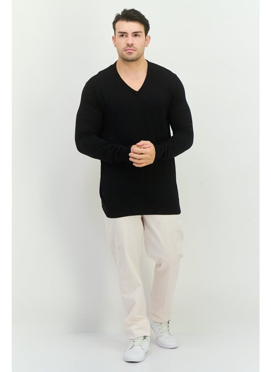 French Connection Men V-Neck Knitted Sweater, Black  - Image 4