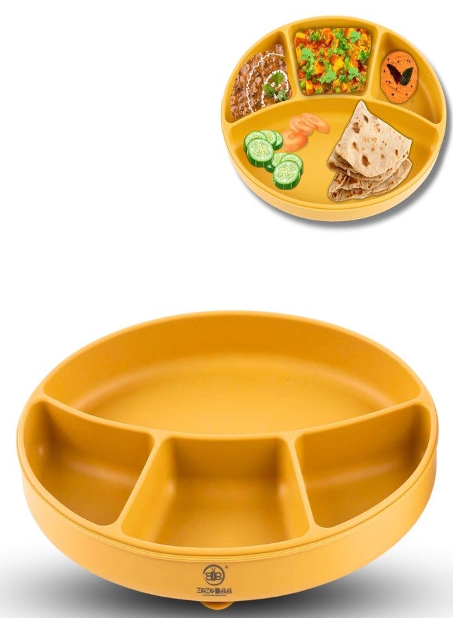 ZoZoBaa Silicone Plate for Babies Toddlers & Kids |Suction Base Divided Portion BPA-Free, Non-Slip, Microwave & Dishwasher Safe | Plates for Baby - Image 1