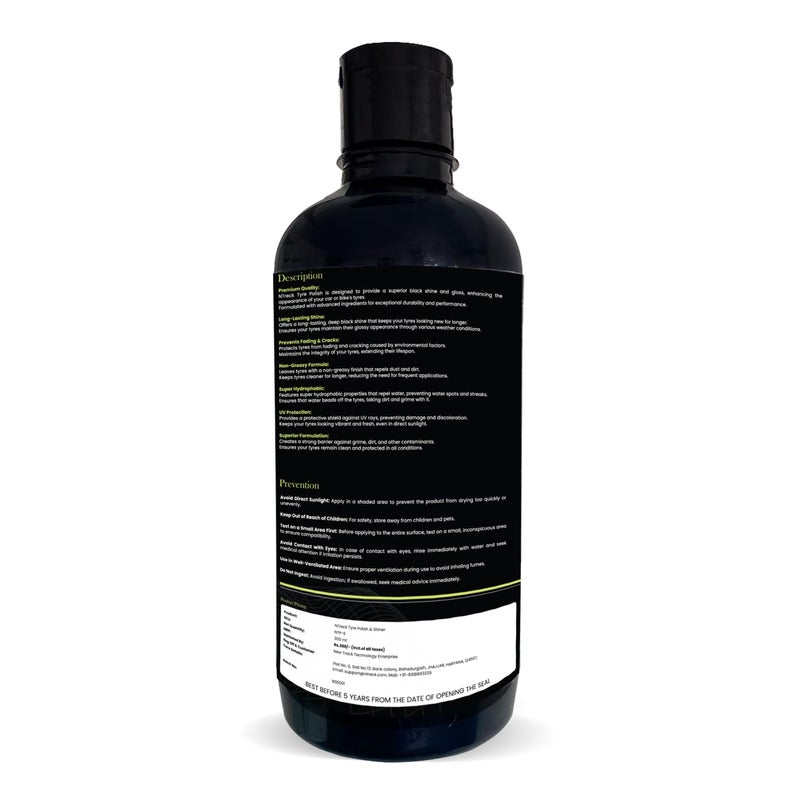 N Treck NTreck Tyre Polish for Car & Bike 300 ml | Prevents Fading and Cracks| Gives Lustrous Dark, Long Lasting Super Black Shine - Non-Greasy, Super Hydrophobic - Image 2