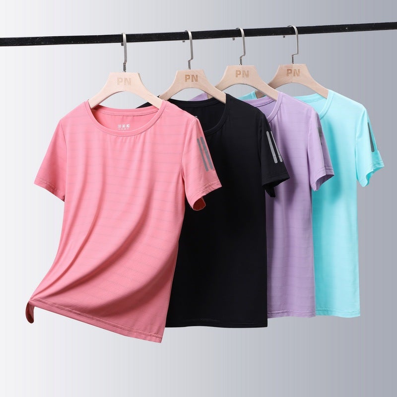 Short-Sleeved Ice Silk T-Shirt For Men In Summer Outdoor Sports Fitness Breathable Quick-Drying Short-Sleeved T-Shirt For Men And Women Couple Wear - Image 4