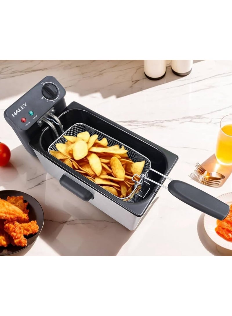 Haley 2000W Household High Quality Electric Deep Fryer with Adjustable Temperature Timer and Removable Basket 4L Capacity for Deep Frying - Image 3