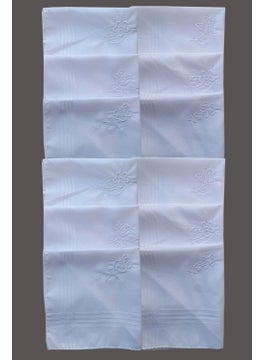 Hepsine Rakip Rivaling All Flower Embroidered Women's Handkerchief 12 Pieces 28X28 cm 100% Cotton  - Image 2