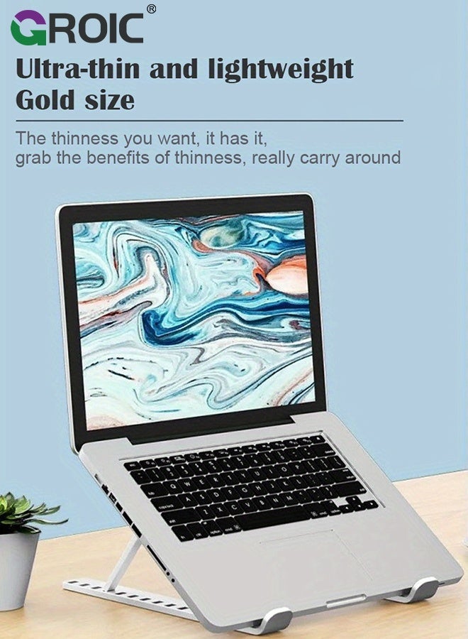 Laptop Stand, Computer Desktop Heightening Bracket Cervical Vertebra Folding Portable Cooling Rack Lifting Base Portable, 10-level Angle Adjustment