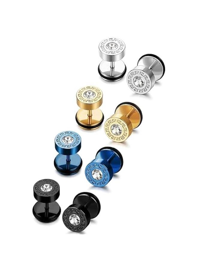 Generic 3-4 Pairs Stainless Steel Mens Stud Earrings for Men Women Ear Piercing Plugs Tunnel  - Image 1