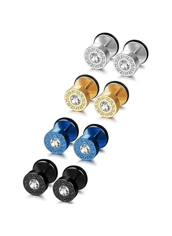 Generic 3-4 Pairs Stainless Steel Mens Stud Earrings for Men Women Ear Piercing Plugs Tunnel  - Image 4