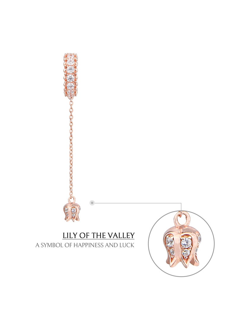 AWNL Silver Linear Women's Drop Earrings with CZ Diamonds, Rose Gold Plating Lily of the Valley Gift for Wife Girlfriend - Image 4