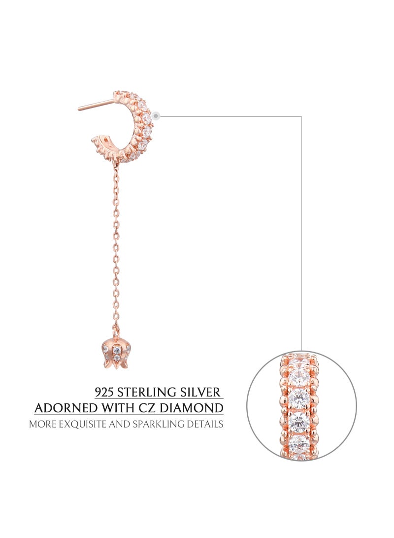 AWNL Silver Linear Women's Drop Earrings with CZ Diamonds, Rose Gold Plating Lily of the Valley Gift for Wife Girlfriend - Image 5
