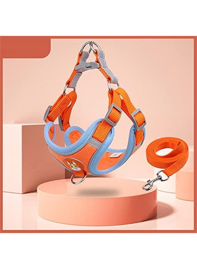 Adjustable Small Dog Harness for Easy Control in Orange - Reflective No-Pull Vest for Outdoor Walking and Training, Padded Strap for Comfort (Size S) - Image 2