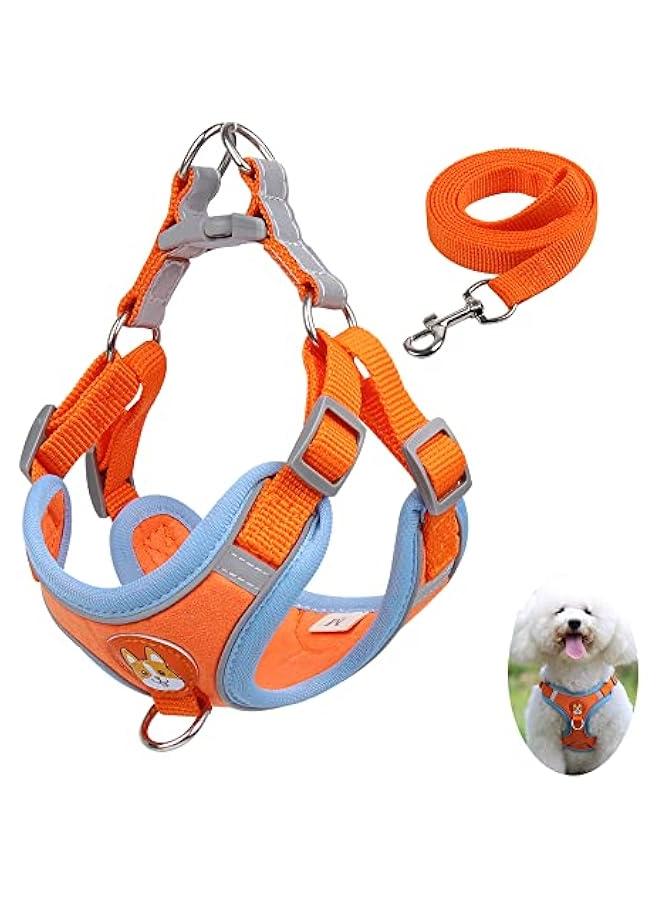 Adjustable Small Dog Harness for Easy Control in Orange - Reflective No-Pull Vest for Outdoor Walking and Training, Padded Strap for Comfort (Size S) - Image 1