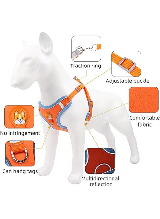 Adjustable Small Dog Harness for Easy Control in Orange - Reflective No-Pull Vest for Outdoor Walking and Training, Padded Strap for Comfort (Size S) - Image 3