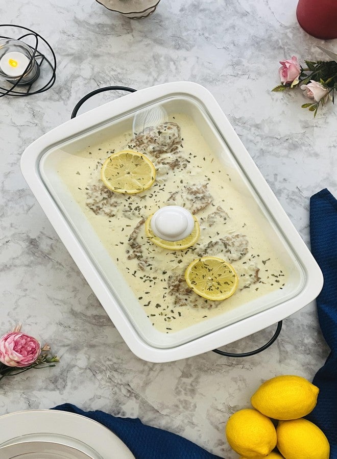 طقم خبز من ثلاث قطع من الخزف الحجري من لي ريغالو، يتضمن طبق خبز وغطاء زجاجي وحامل معدني، مناسب للخبز والتقديم، وسخان طعام، وفرن، وغسالة صحون، ومجمد. - Image 4