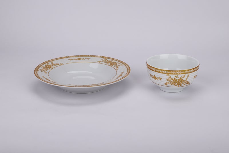 السيف هوم طقم سفرة سيراميك أبيض  بلمسات ذهبي - 16 قطعة - Image 2