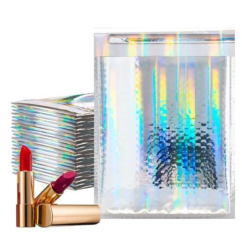 Amiff Glamour Metallic Bubble Mailers 6.5 x 9 Inches Hologram, 25 Pack Padded Envelopes for Shipping, Mailing, Packaging Protection - Image 1