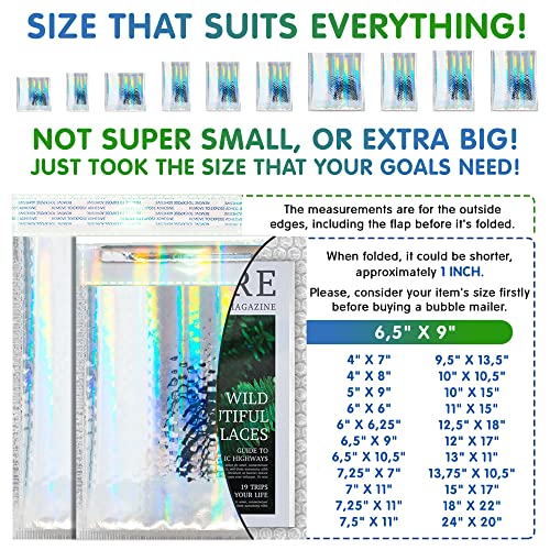 Amiff Glamour Metallic Bubble Mailers 6.5 x 9 Inches Hologram, 25 Pack Padded Envelopes for Shipping, Mailing, Packaging Protection - Image 4