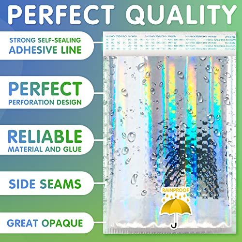 Amiff Glamour Metallic Bubble Mailers 6.5 x 9 Inches Hologram, 25 Pack Padded Envelopes for Shipping, Mailing, Packaging Protection - Image 3
