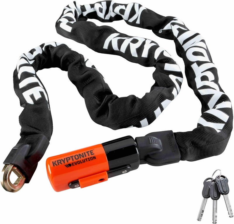 Kryptonite 1016 Evolution 9.7 Pound Integrated Bike Chain - 5.25 ft Long 10mm Steel Chain with Keys for Bicycles; E-Bikes; Motorcycles; Scooters - Image 1