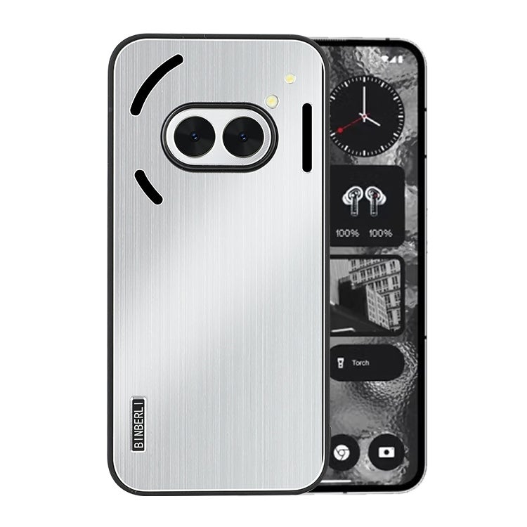 HuHa Protective Cover For Nothing Phone 2a / 2a Plus PC Hybrid Aluminum Alloy Brushed Shockproof Phone Case(Silver) - Image 1