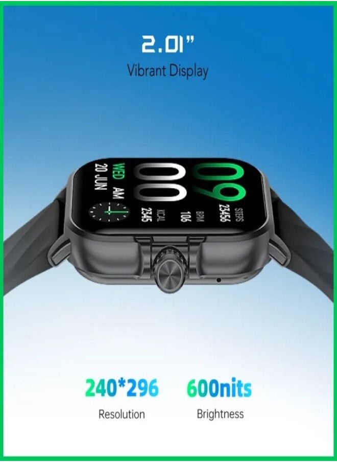 بلاك شارك - ساعة Black Shark GT3 Neo بشاشة مقاس 2.02 بوصة، وعمر بطارية طويل 7 أيام، ومقاومة للماء والغبار بمعيار IP68، و100 وضع رياضي ومسارات ومقاييس صحية - أسود - Image 1
