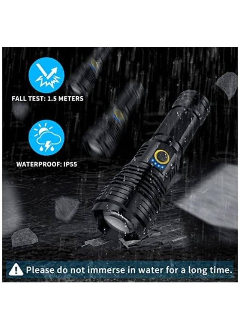 Cool Baby Style Rechargeable LED Torch High Lumen 90000 Lumen Super Bright Tactical Torch with 5 Light Modes and 26650 Battery Zoom Waterproof Torch with Zoom for Hiking Camping Ride or Emergency  - Image 5