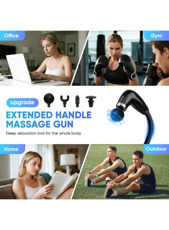 كيلا مسدس تدليك بألوان متنوعة مع مقبض تمديد على شكل حرف U، جهاز تدليك الأنسجة العميقة بالقرع مع 4 رؤوس قابلة للتبديل، و6 مستويات سرعة قابلة للتعديل، وشاشة LED تعمل باللمس لتخفيف آلام العضلات والتعافي - Image 4