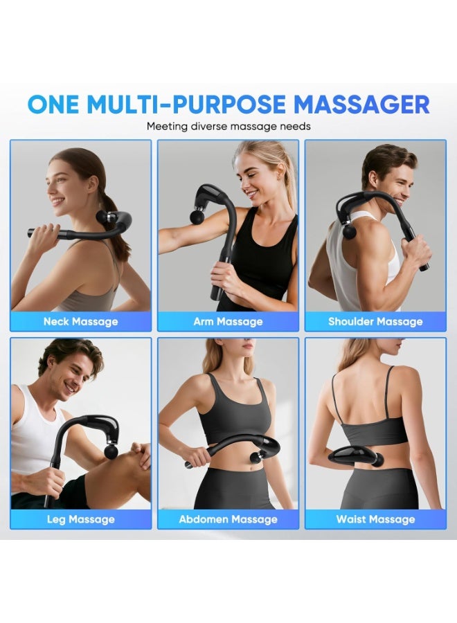 كيلا مسدس تدليك بألوان متنوعة مع مقبض تمديد على شكل حرف U، جهاز تدليك الأنسجة العميقة بالقرع مع 4 رؤوس قابلة للتبديل، و6 مستويات سرعة قابلة للتعديل، وشاشة LED تعمل باللمس لتخفيف آلام العضلات والتعافي - Image 5