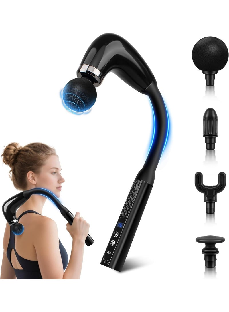 كيلا مسدس تدليك بألوان متنوعة مع مقبض تمديد على شكل حرف U، جهاز تدليك الأنسجة العميقة بالقرع مع 4 رؤوس قابلة للتبديل، و6 مستويات سرعة قابلة للتعديل، وشاشة LED تعمل باللمس لتخفيف آلام العضلات والتعافي - Image 1