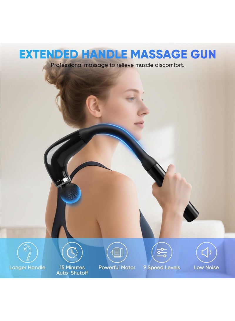 كيلا مسدس تدليك بألوان متنوعة مع مقبض تمديد على شكل حرف U، جهاز تدليك الأنسجة العميقة بالقرع مع 4 رؤوس قابلة للتبديل، و6 مستويات سرعة قابلة للتعديل، وشاشة LED تعمل باللمس لتخفيف آلام العضلات والتعافي - Image 3