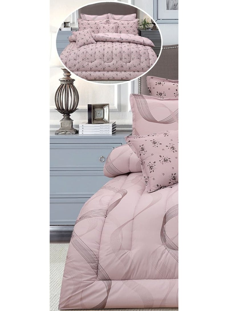 لوفيرا طقم مفرش نفرين ملكي لحاف قماش متين وناعم ونقشة عصرية 8 قطع مقاس 240*260 سم - Image 2