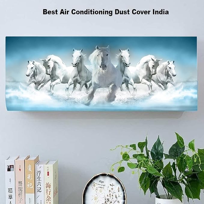 SHREESHANN Printed Color Air Conditioning Dust Cover Waterproof Folding AC Covers for Split for 1.5 ton Indoor Unit (Pack Of 2) (Elephant & 7 Horses) - Image 4