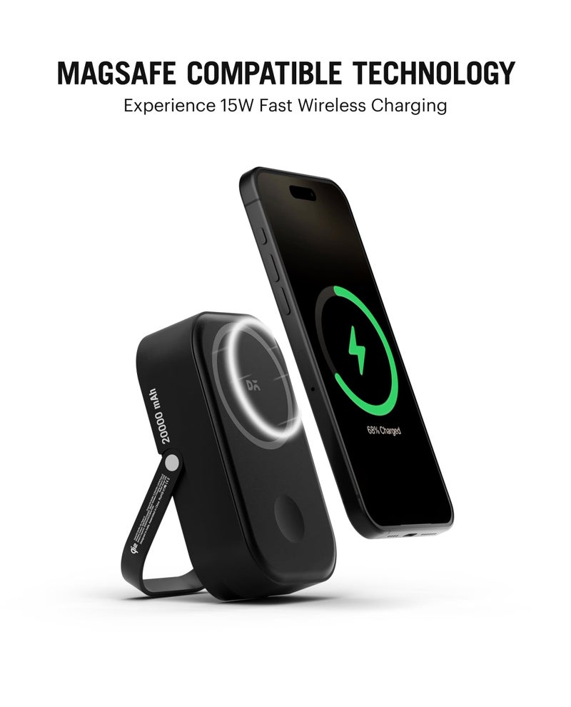 DailyObjects Loop Qi2-Certified 20000 mAh Fast Charging MagSafe-Compatible Wireless Aluminium Power Bank - Black Compatible with iPhone 16, 15,14,13,12 Series | Multi-Layer chipset for Protection - Image 2