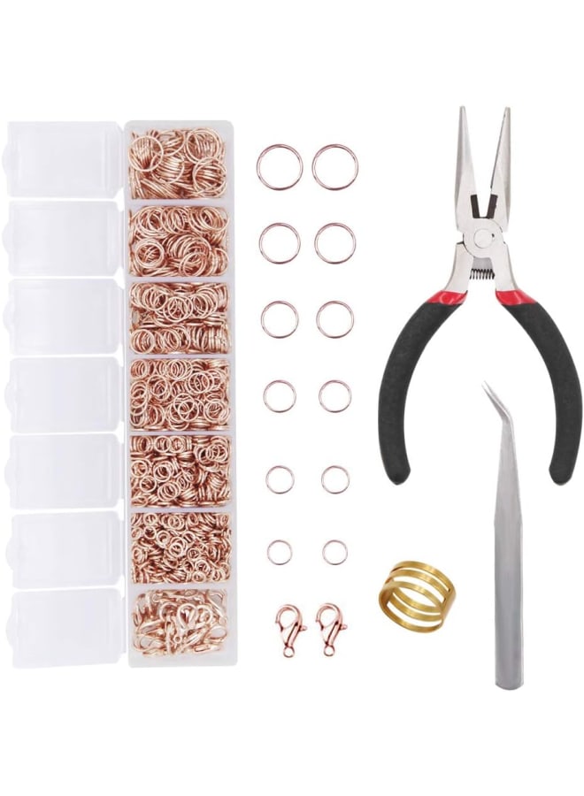 EuTengHao 1504pcs Open Jump Ring and Lobster Clasps Jewelry Repair Tools Jewelry Making Supplies Kit with Jewelry Making Accessories for Necklace Making Repair (Rose Gold) - Image 1