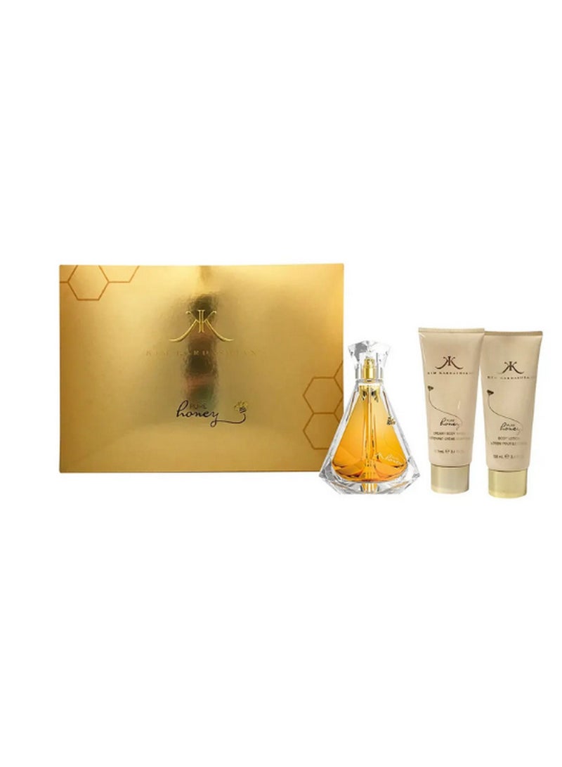 KIM KARDASHIAN عطر كيم كارداشيان العسل النقي 100 مل + لوشن الجسم 100 مل + غسول الجسم 100 مل