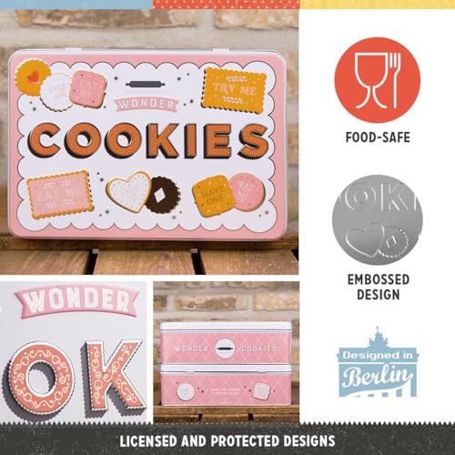 Nostalgic Art Nostalgic-Art Retro Storage Tin Box Flat, 84.5 oz, Wonder Cookies – Gift idea for the kitchen, Metal Can with Lid, Decorative vintage design - Image 2