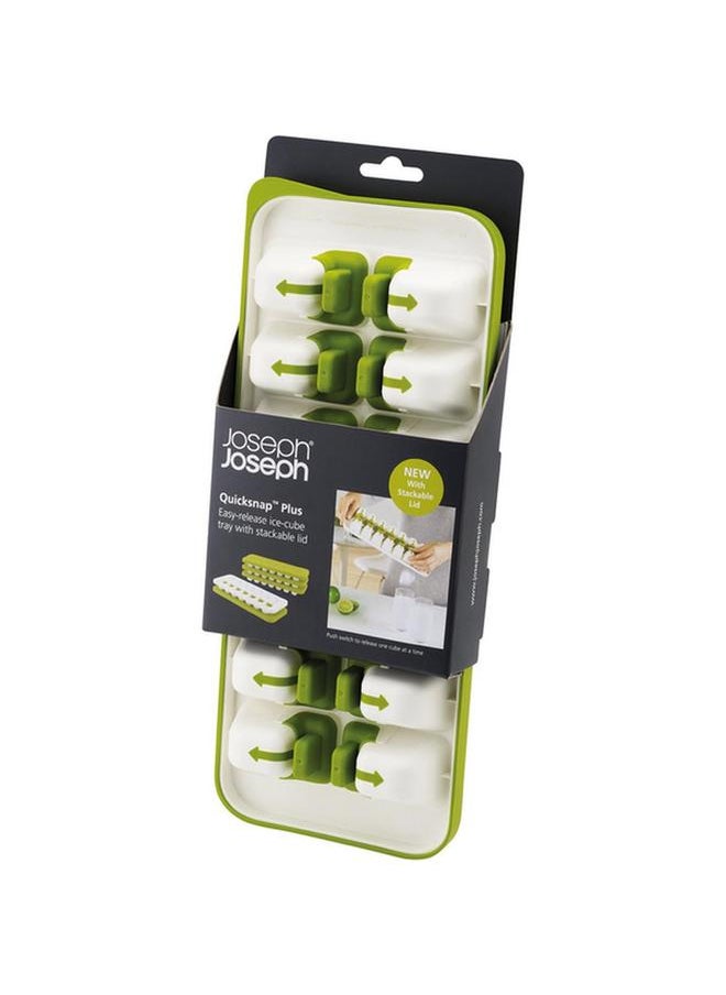 QuickSnap Plus Easy-Release Ice Cube Tray with Stackable Lid White and Green 20018
