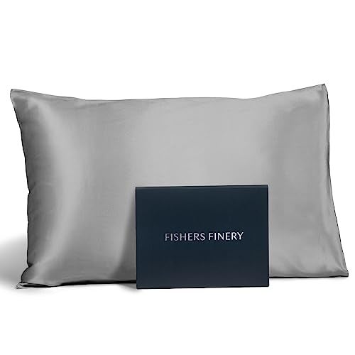 Fishers Finery 19mm 100% Pure Mulberry Silk Pillowcase, Quality Tested (Silver, Q) - Image 1