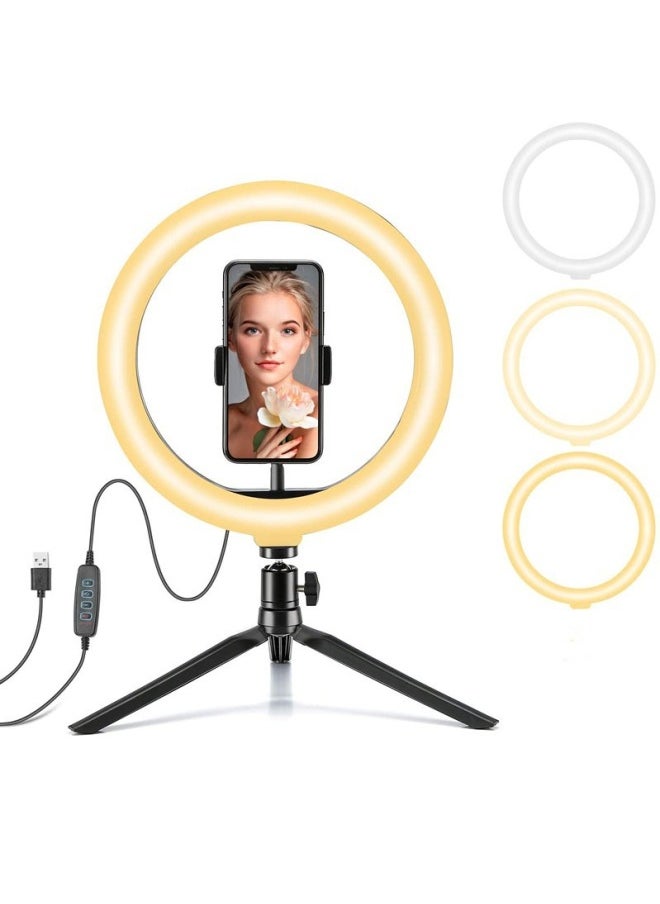 Generic 10 Inch 12 Inch Three Color Fill Light 26cm Desktop Tripod Mobile Phone Live Ring Light Selfie Beauty Photography Light-Color:12 Inch Fill Light 【standard】】  - Image 3
