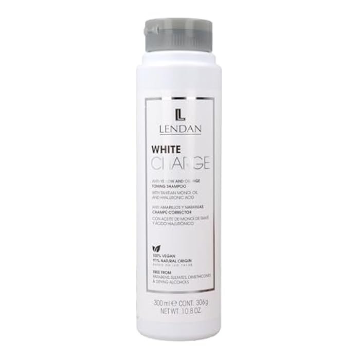 Lendan White Charge Toning Shampoo with Violet and Blue Pigments, 10.8 Ounce