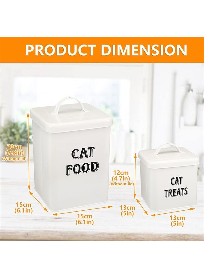 Cat Food Storage Container Farmhouse Pet Food Treats holder with Lid and Scoop, Perfect Sturdy Canister Tins for Kitchen Countertop, Shelf, Great Gift for Pet Owners - Cat Food
