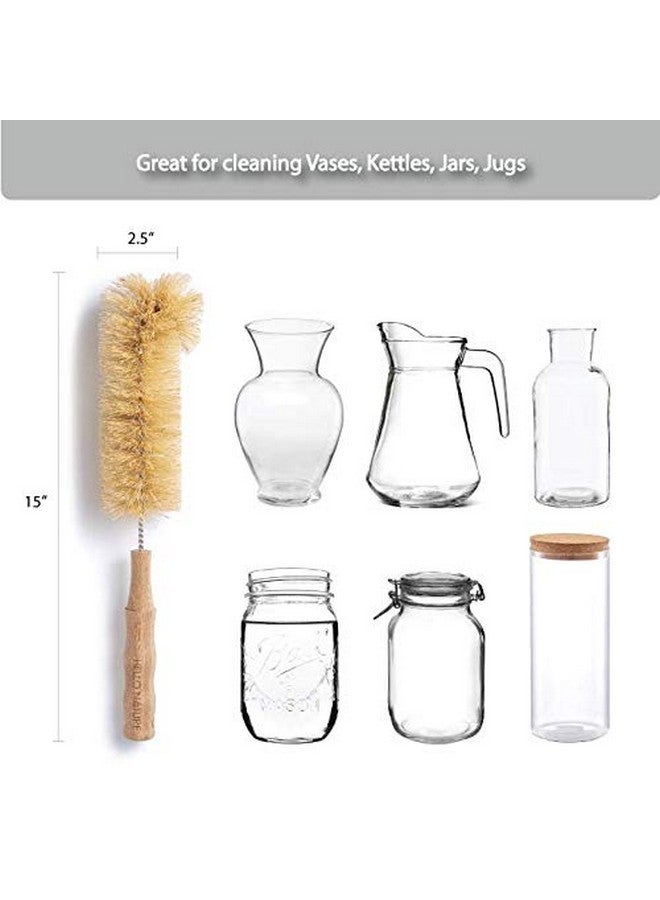 HELLO NATURE 4Pcs Long Handle Bottle Cleaning Brush Set by HELLO NATURE, Sustainable & Biodegradable Natural Fibre Bamboo Handle Brushes Zero-Waste & Plastic Free - Image 2