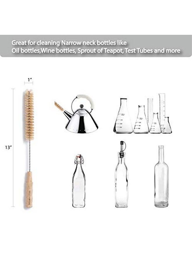 HELLO NATURE 4Pcs Long Handle Bottle Cleaning Brush Set by HELLO NATURE, Sustainable & Biodegradable Natural Fibre Bamboo Handle Brushes Zero-Waste & Plastic Free - Image 4