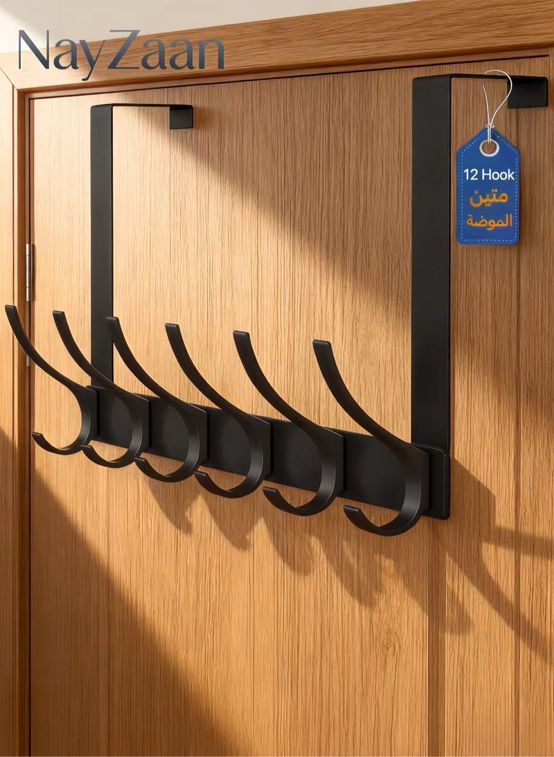NayZaan Over The Door Hooks, Black Clothes Hook, Door Hook, Wall Hook, Suitable For Hanging Clothes, Keys, Hats, Backpacks, Bathroom And Bedroom Storage - Image 1