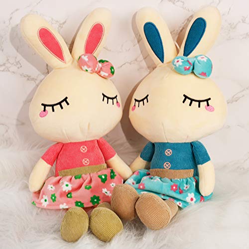 Cllayees Set of 2 Easter Bunny Plush for Kids, 18.3" Easter Stuffed Animal, Big Rabbit Toys Cute Birthday Gifts for Boy Girl, Pink & Blue - Image 3