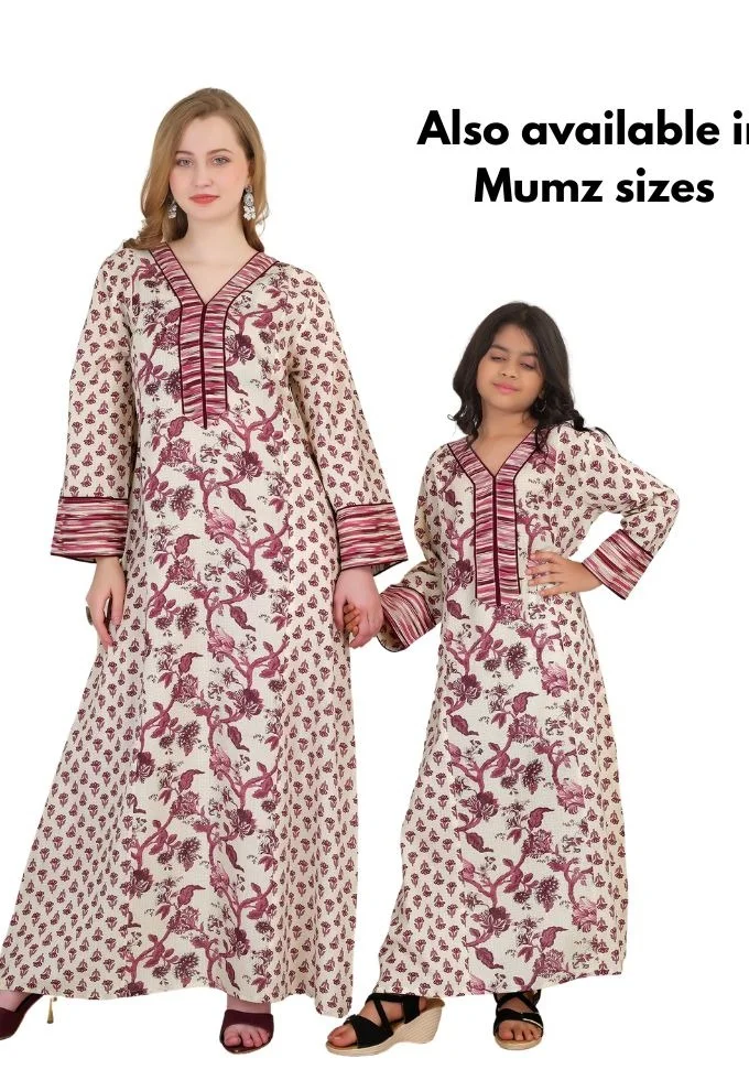 Artemea  SOFT HAND BLOCK PRINTED PREMIUM COTTON JALABIYA for Women | Best Price UAE
