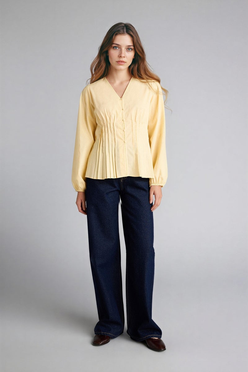 DeFacto Yellow Woman Regular Fit Poplin Long Sleeve Tunic Casual - Image 2