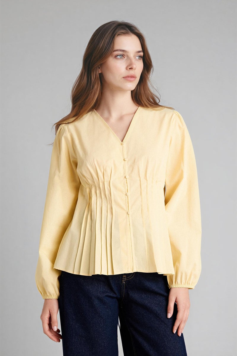 DeFacto Yellow Woman Regular Fit Poplin Long Sleeve Tunic Casual - Image 3