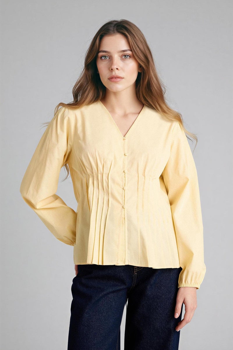DeFacto Yellow Woman Regular Fit Poplin Long Sleeve Tunic Casual - Image 5
