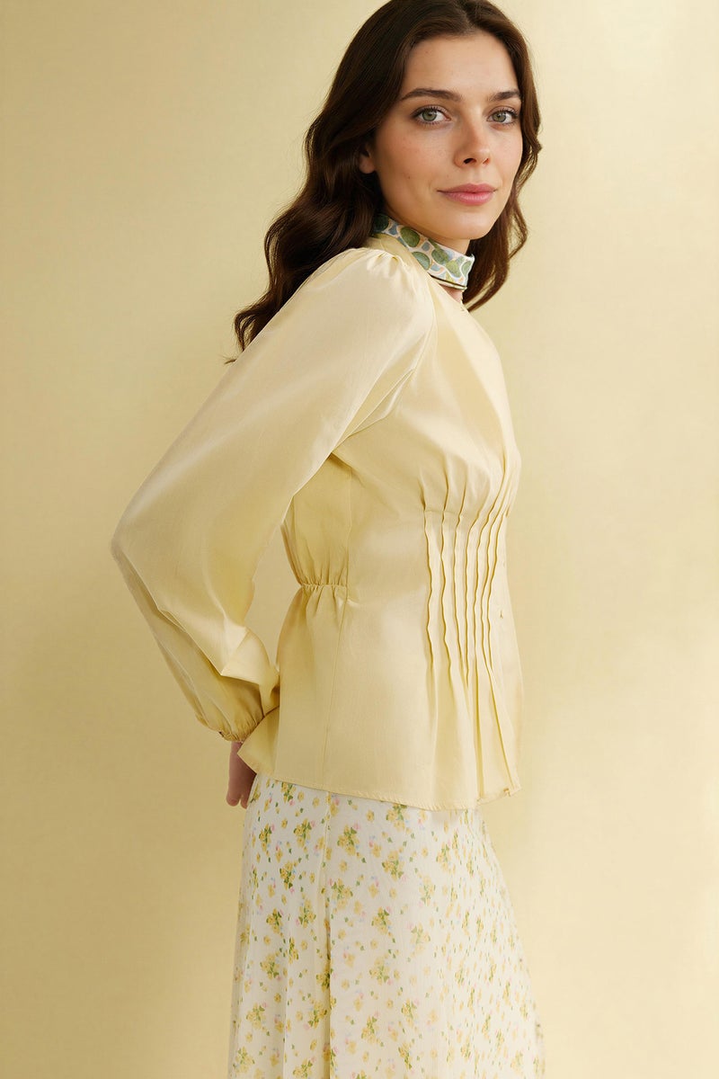 DeFacto Yellow Woman Regular Fit Poplin Long Sleeve Tunic Casual - Image 3