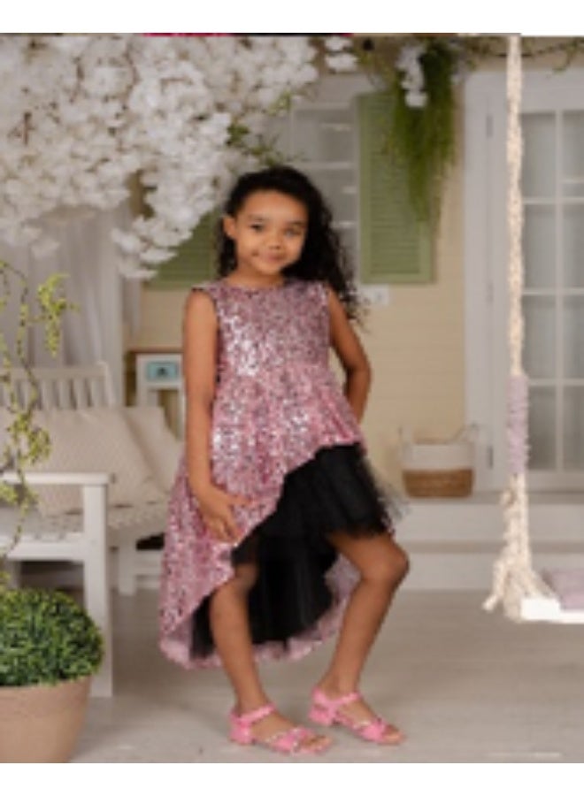 D'Daniela D' Daniela - Cyra Pink Sparkle Dress with Bow - Image 1