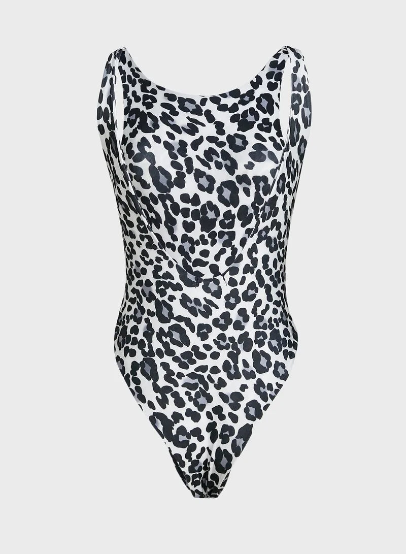 I Saw It First Petite Printed High Leg Swimsuit